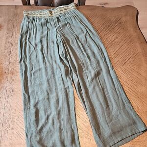 JM Collection Cactus Green Wide Leg Pants Size S NWT